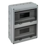   TRACON EDFKIP65U122 Falon kívüli elosztódoboz, átlátszó ajtóval, N/PE sínnel 2×12 mod, H×W×D=356.16×275.51×106.2mm, IP65,1000VAC,1500 VDC