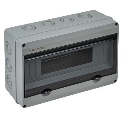 TRACON EDFKIP65U151 Falon kívüli elosztódoboz, átlátszó ajtóval, N/PE sínnel 1×15 mod, H×W
