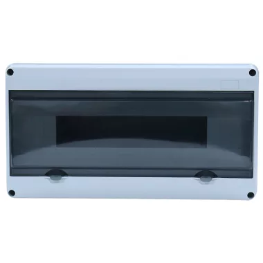 TRACON EDFKIP65U181 Falon kívüli elosztódoboz, átlátszó ajtóval, N/PE sínnel 1×18 mod, H×W×D=197.5×364×106mm, IP65, 1000 VAC, 1500 VDC