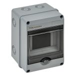   TRACON EDFKIP65U51 Falon kívüli elosztódoboz, átlátszó ajtóval, N/PE sínnel 1×5 mod, H×W×D=159×118.5×88.6mm, IP65, 1000 VAC, 1500 VDC