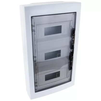   TRACON EDFKS-12/3 Falon kívüli elosztódoboz, füstszínű-sík ajtóval, NPE nélkül 3×12 (36) modul, IP40, (H×W×D=570×330×100mm)