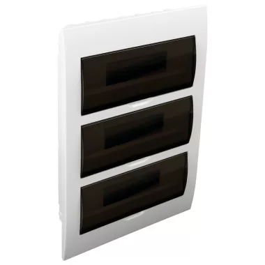 TRACON EDS-14/3 Süllyesztett elosztódoboz, füstszínű ajtóval, N/PE sínnel 3×14 (42) modul, IP40, (H×W×D=455×293×76mm)