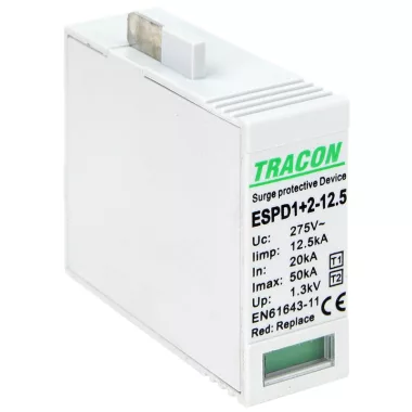 TRACON ESPD1+2-12.5MO T1+T2 AC típusú túlfeszültséglevezető betét 12.5 M Uc:275V, Iimp:12,5kA, In:20kA, Imax:50kA, Up:1,3kV