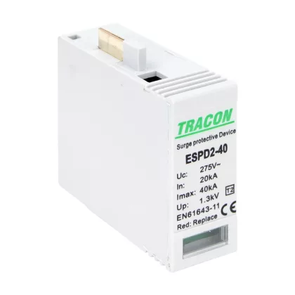   TRACON ESPD2-40NPEO T2 AC típusú túlfeszültség levezető betét 40 NPE Uc:275/255V, In:20kA, Imax:40kA, Up:1,3/1,5kV