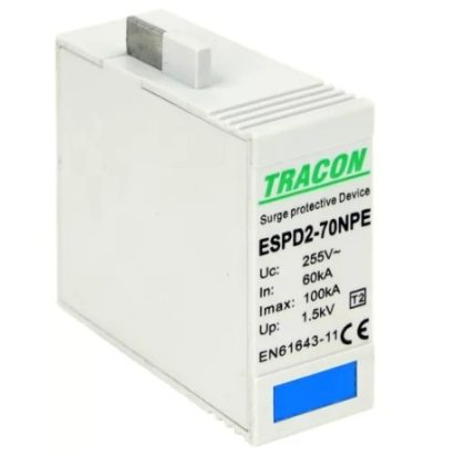   TRACON ESPD2-70NPE T2 AC típusú túlfeszültség levezető betét 70 NPE Uc:275/255V; In:40kA; Imax:70kA; Up:1,7/1,5kV