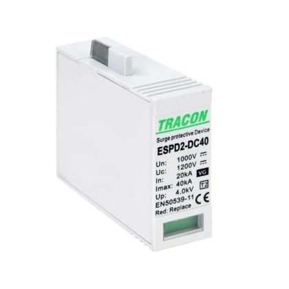  TRACON ESPD2-DC40-1000VG T2 DC típusú VG túlfeszültség levezető, betét 1000V Ucpv: 1200V; In:20kA; Imax:40kA; Up:4kV; Var+GTD