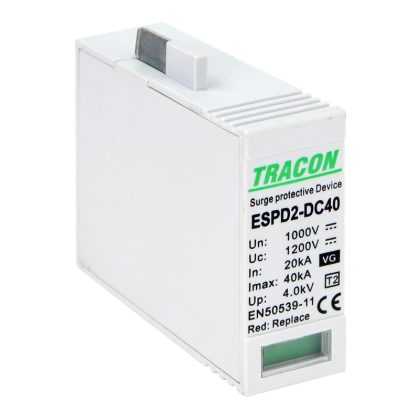 TRACON ESPD2-DC40-1000VGO T2 DC típusú VG túlfeszültséglevezető, betét 1000V Ucpv: 1200V, 