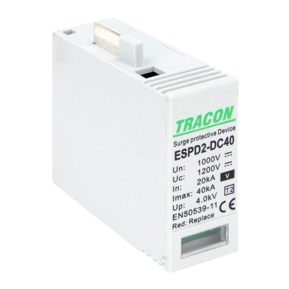   TRACON ESPD2-DC40-1000VO T2 DC típusú V túlfeszültség levezető, betét 1000V Ucpv: 1200V, In:20kA, Imax:40kA, Up:4kV, Var