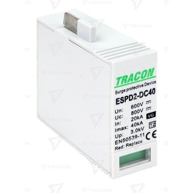 TRACON ESPD2-DC40-600VG T2 DC típusú VG túlfeszültséglevezető betét 600V Ucpv: 800V; In:20kA; Imax:40kA; Up:2,6kV; Var+GTD