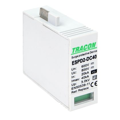   TRACON ESPD2-DC40-600VG T2 DC típusú VG túlfeszültséglevezető betét 600V Ucpv: 800V; In:20kA; Imax:40kA; Up:2,6kV; Var+GTD