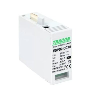 TRACON ESPD2-DC40-600VO T2 DC típusú V túlfeszültség levezető betét 600V Ucpv: 800V, In:20kA, Imax:40kA, Up:2,6kV, Var