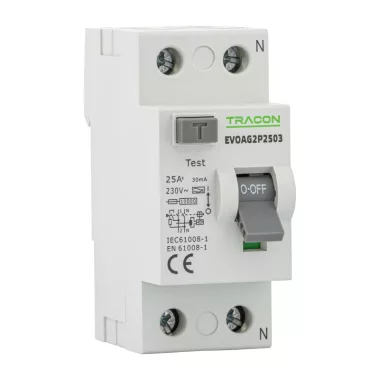 TRACON EVOAG2P10003 Áram-védőkapcsoló, 2 pólusú 100A, 30mA, 10kA, A (Fi-relé) TRACON EVOAG2P10003 Áram-védőkapcsoló, 2 pólusú 100A, 30mA, 10kA, A (Fi-relé)