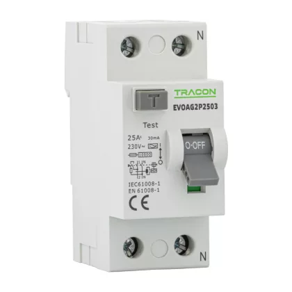 TRACON EVOAG2P10003 Áram-védőkapcsoló, 2 pólusú 100A, 30mA, 10kA, A (Fi-relé) TRACON EVOAG2P10003 Áram-védőkapcsoló, 2 pólusú 100A, 30mA, 10kA, A (Fi-relé)