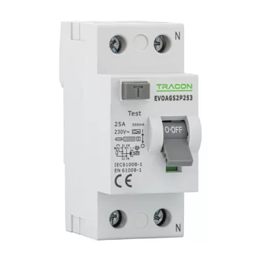 TRACON EVOAGS2P1001 Áram-védőkapcsoló, 2 pólusú 100A, 100mA, 10kA, A/S (Fi-relé)