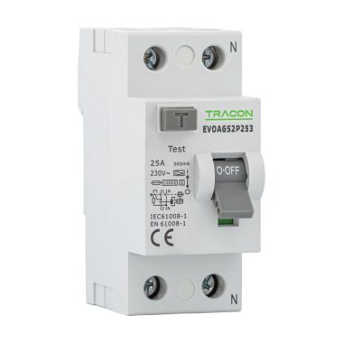 TRACON EVOAGS2P633 Áram-védőkapcsoló, 2 pólusú 63A, 300mA, 10kA, A/S TRACON EVOAGS2P633 Áram-védőkapcsoló, 2 pólusú 63A, 300mA, 10kA, A/S