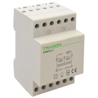 TRACON EVOBT15/1 Biztonsági (csengő) transzformátor 230V/4-8-12V AC, Psmax.:15VA, Is:1,15A
