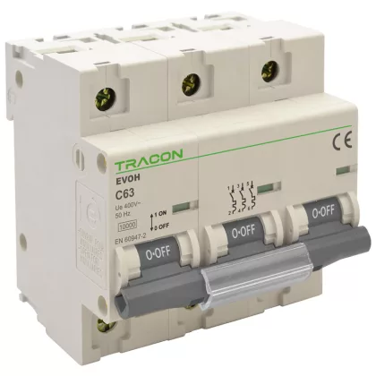   TRACON EVOH 3P 100A C Kismegszakító, nagyáramú, 3 pólus, C karakterisztika 100A, 3P,10kA (EVOH 3P C100A)