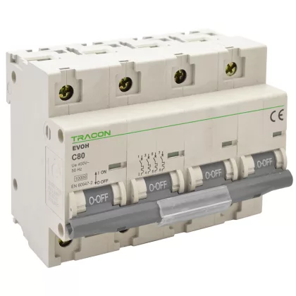 TRACON EVOH4100 Kismegszakító, nagyáramú, 4 pólus, C karakterisztika 100A, 4P,10kA