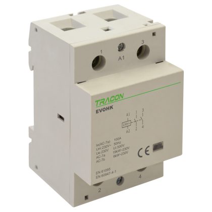   TRACON EVOHK2-100 Installációs kontaktor 230V, 50Hz, 3 Mod, 2×NO, AC1/AC7a, 100A,