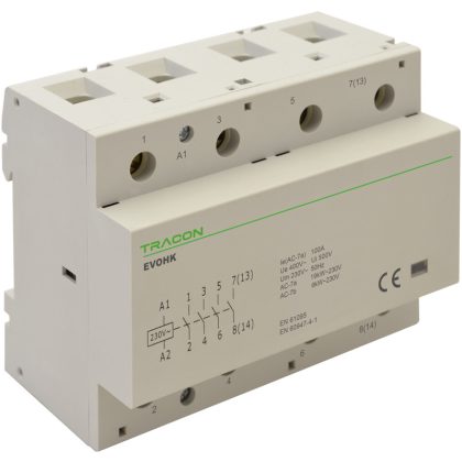   TRACON EVOHK4-80 Installációs kontaktor 230V, 50Hz, 4 Mod, 4×NO, AC1/AC7a, 80A,