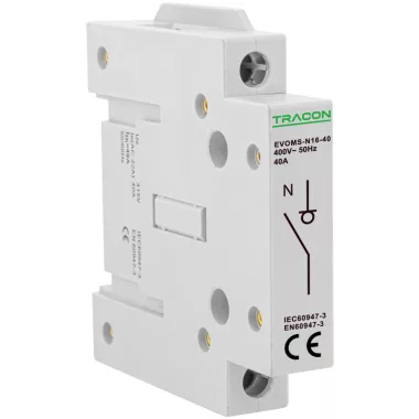 TRACON EVOMS-N16-40 N pólus az EVOMS szériához 400V, 50Hz, 40A, 1P, 10-16mm2