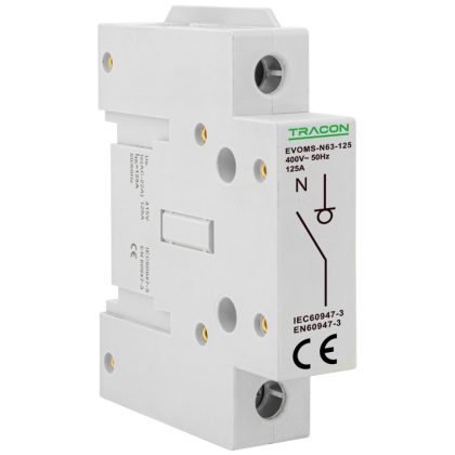 TRACON EVOMS-N63-125 N pólus az EVOMS szériához 400V, 50Hz, 125A, 1P, 25-50mm2