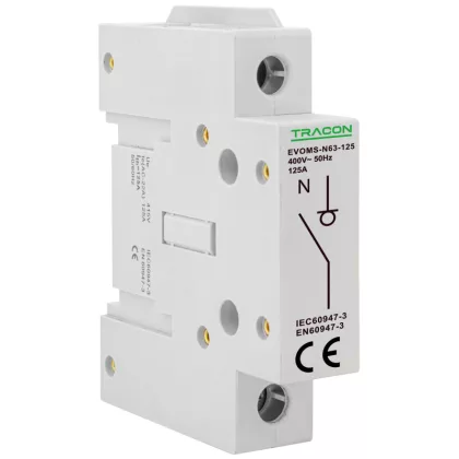   TRACON EVOMS-N63-125 N pólus az EVOMS szériához 400V, 50Hz, 125A, 1P, 25-50mm2
