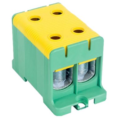 TRACON FLEAL-150/2ZS Főáramköri leágazó kapocs, sínre/felületre, zöld/sárga 35-150mm2, max