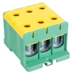   TRACON FLEAL-150/3ZS Főáramköri leágazó kapocs, sínre/felületre, zöld/sárga 35-150mm2, max. 1000VAC/1500VDC, max.320A