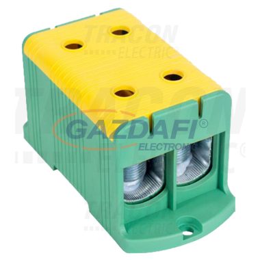 TRACON FLEAL-240/2ZS Főáramköri leágazó kapocs, felületre szerelhető, zöld/sárga 35-240mm2, max. 800VAC, max.425A