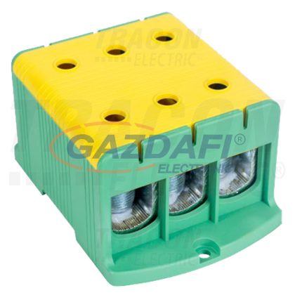   TRACON FLEAL-240/3ZS Főáramköri leágazó kapocs, felületre szerelhető, zöld/sárga 35-240mm2, max. 800VAC, max.425A