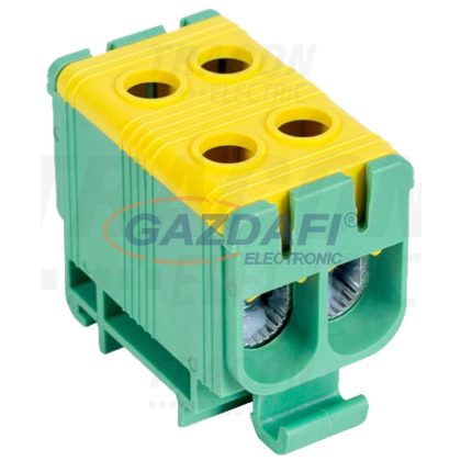   TRACON FLEAL-50/2ZS Főáramköri leágazó kapocs, sínre szerelhető, zöld/sárga 6-50mm2, max. 800VAC, max.160A