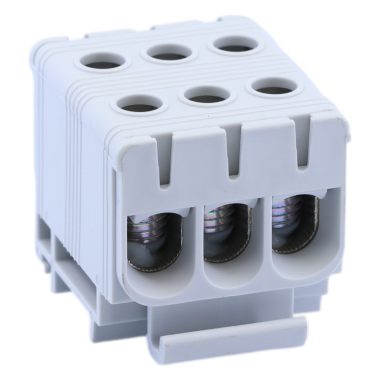 TRACON FLEAL-50/3 Főáramköri leágazó kapocs, sínre szerelhető, szürke 6-50mm2, max. 1000VA