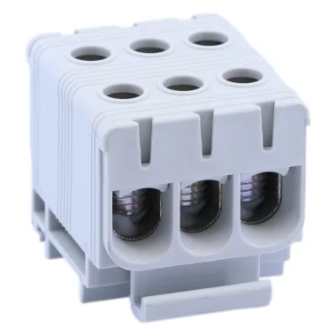 TRACON FLEAL-50/3 Főáramköri leágazó kapocs, sínre szerelhető, szürke 6-50mm2, max. 1000VAC/1500VDC, max.160A