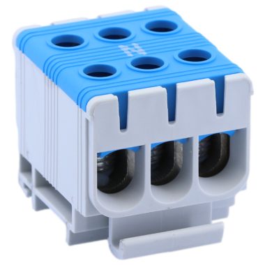 TRACON FLEAL-50/3K Főáramköri leágazó kapocs, sínre szerelhető, kék 6-50mm2, max. 1000VAC/
