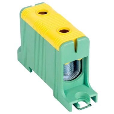 TRACON FLEAL-95/1ZS Főáramköri leágazó kapocs, sínre/felületre, zöld/sárga 16-95mm2, max. 1000VAC/1500VDC, max.245A