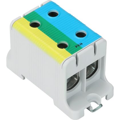   TRACON FLEAL-95/2KZS Főáramköri leágazó kapocs,sínre szerelhető,kék-zöld-sárga 16-95mm2, max. 1000VAC/1500VDC, max.245A