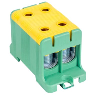 TRACON FLEAL-95/2ZS Főáramköri leágazó kapocs, sínre/felületre, zöld/sárga 16-95mm2, max. 