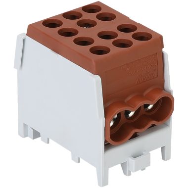 TRACON FLECU-25-16-3B Főáramköri leágazó kapocs, sínre szerelhető, barna 2.5-25mm2, max. 1