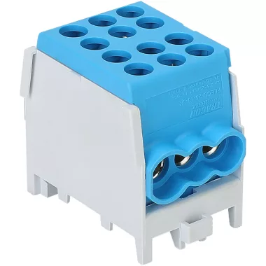 TRACON FLECU-25-16-3K Főáramköri leágazó kapocs, sínre szerelhető, kék 2.5-25mm2, max. 1000VAC/DC, max.101A