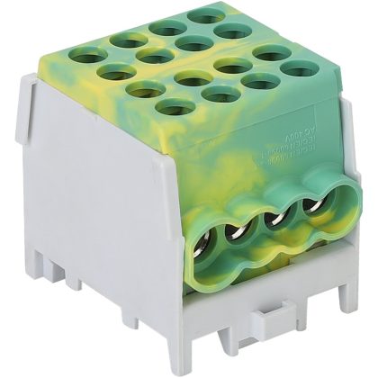 TRACON FLECU-25-16-4ZS Főáramköri leágazó kapocs, sínre szerelhető, zöld/sárga 2.5-25mm2, 