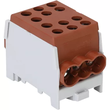 TRACON FLECU-35-25-3B Főáramköri leágazó kapocs, sínre szerelhető, barna 6-35mm2, max. 1000VAC/DC, max.125A