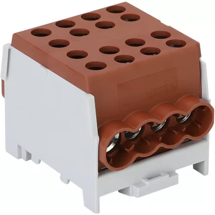 TRACON FLECU-35-25-4B Főáramköri leágazó kapocs, sínre szerelhető, barna 6-35mm2, max. 100