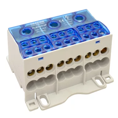 TRACON FLSO50-3P Fővezetéki leágazó sorkapocs nyitható fedéllel 3×1×50(35)mm2 / 3×6×16(10)mm2, 690VAC/DC, 175 A