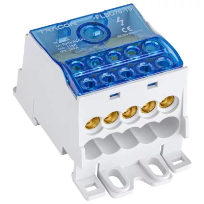 TRACON FLSO70-10 Fővezetéki leágazó sorkapocs nyitható fedéllel 1×70(50)mm2 / 10×16mm2, 69