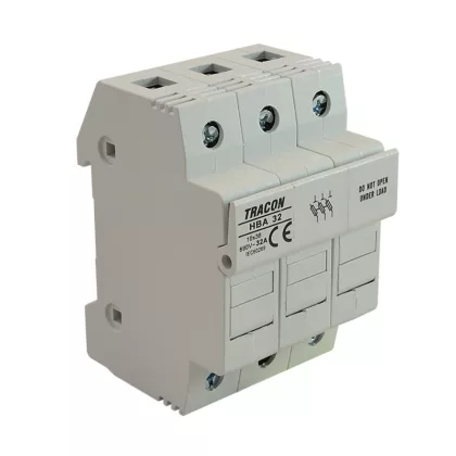   TRACON HBA-3P-20 Szakaszolókapcsoló-biztosítóhengeres bizt.hoz, maszkolható 20A, 8x32mm; Un=230V/400V