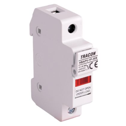  TRACON HBAPV-1P-30X Szakaszolókapcsoló-biztosító hengeres bizt.hoz, PV 30 A, 10×38, Un=1000 VDC, DC-20B, IP20