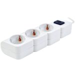   TRACON HKD-3 Hordozható elosztósáv kapcsolóval, fehér 3×SCHUKO, 1,4m, max.16A, 250VAC, 3680W, 3x1mm2, H05VV-F