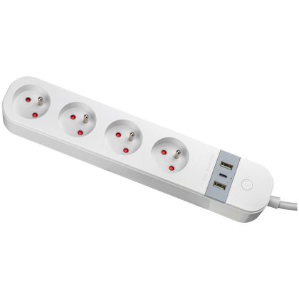   TRACON HSM4-2A1C-2M-FR Okos többférőhelyes elosztósáv 4xFRENCH, 2USBA, 1USBC, 240V, 16A, 3x1,5mm2, 1,5m