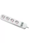 TRACON HSM4-2A1C-2M Okos többférőhelyes elosztósáv 4xSCHUKO, 2USBA, 1USBC, 240V, 16A, 3x1,5mm2, 1,5m